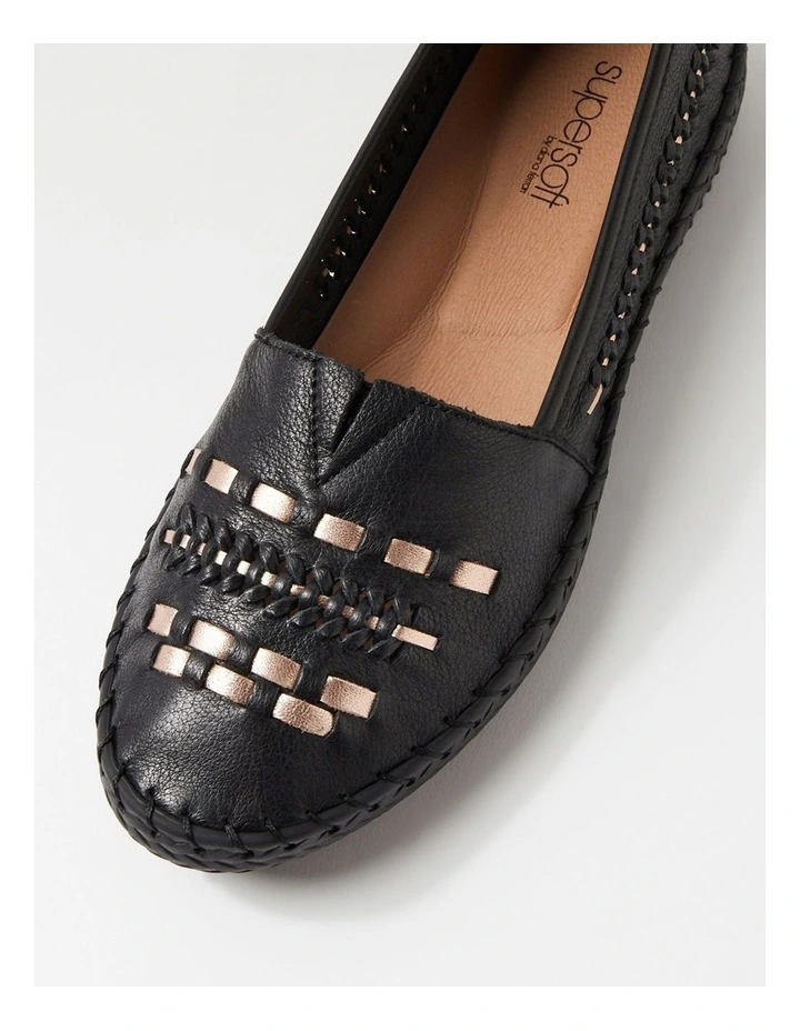 Wandies Black Rose Gold Leather Loafers image 4