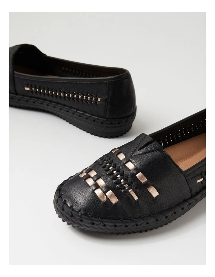 Wandies Black Rose Gold Leather Loafers image 5