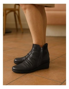 Maxie Black Leather Ankle Boots