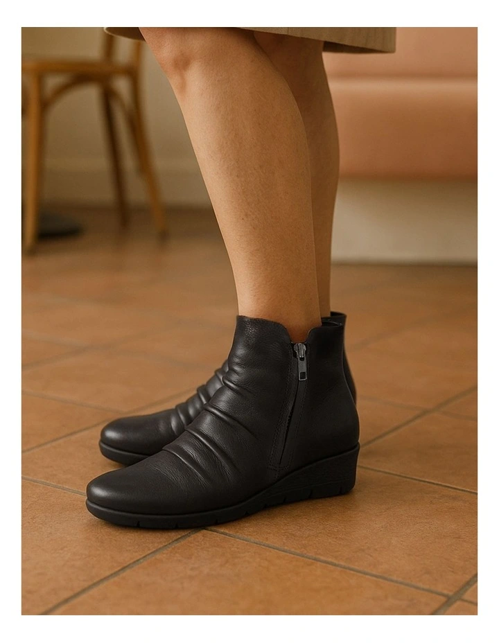 Maxie Black Leather Ankle Boots image 1