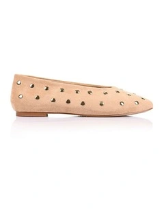 Euri Studded Ballet Flats - Sand Beige Micro