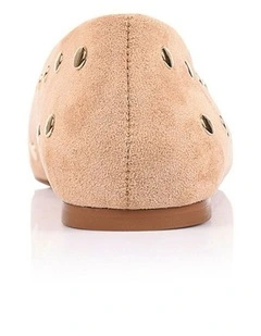 Euri Studded Ballet Flats - Chocolate Brown Micro