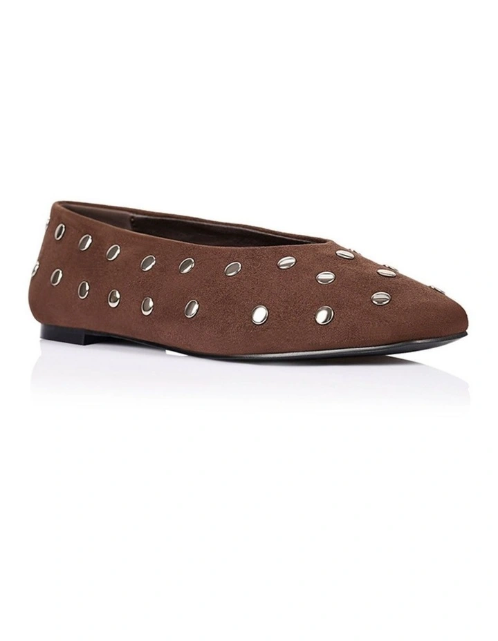 Euri Studded Ballet Flats - Chocolate Brown Micro image 2