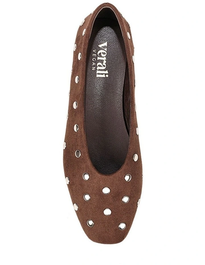 Euri Studded Ballet Flats - Chocolate Brown Micro image 4