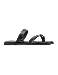 Meadow Flat Sandals - Black Leather