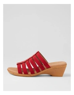 Victorias Bright Red Leather Elastic Sandals