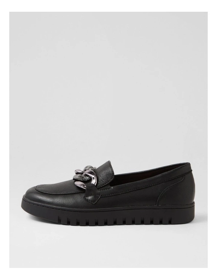 Tesshias Black Leather Flat Shoes image 1