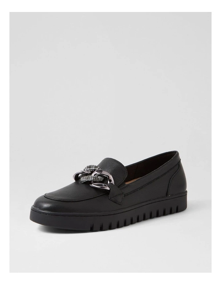 Tesshias Black Leather Flat Shoes image 2