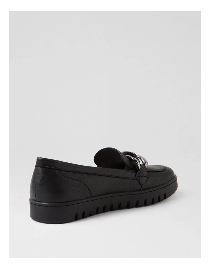 Tesshias Black Leather Flat Shoes image 3