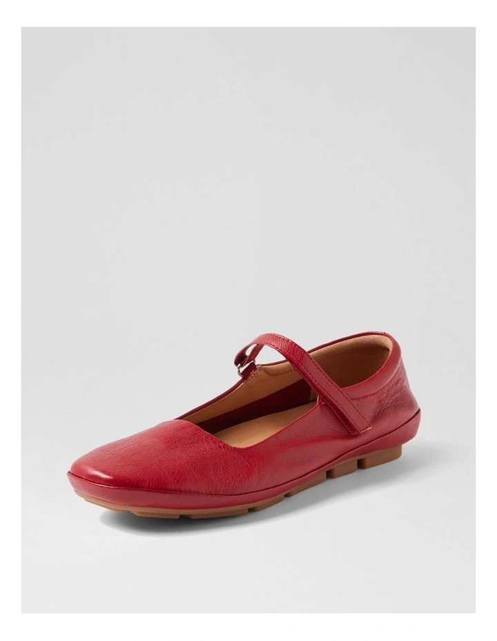 Valuable Dark Red Leather Flats image 2