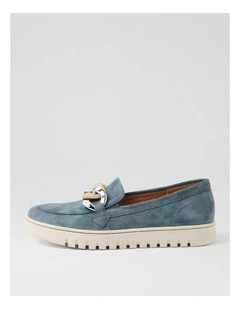 Tesshias Dusty Denim Suede Flat Shoes