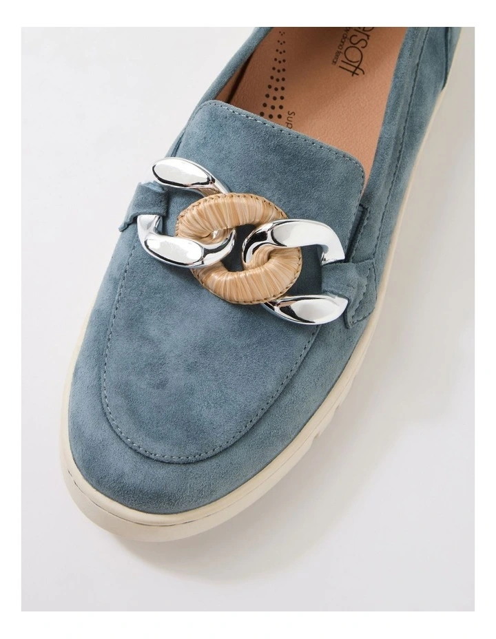 Tesshias Dusty Denim Suede Flat Shoes image 4