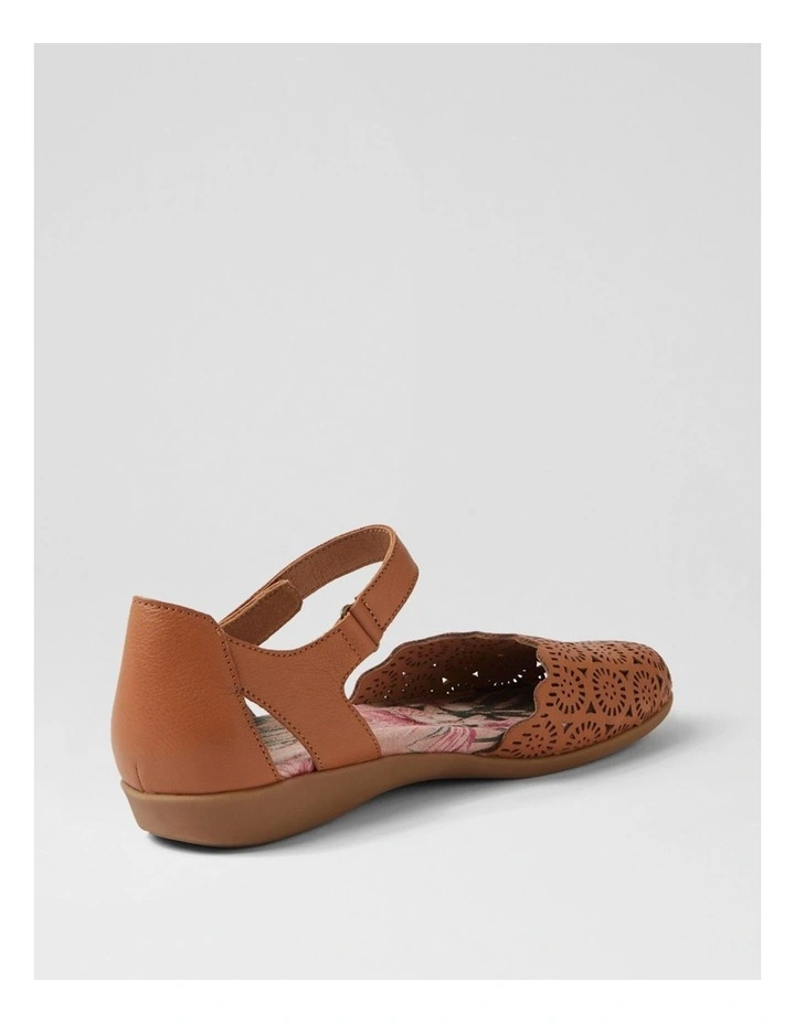 Charlee Tan Leather Flat Shoes image 3
