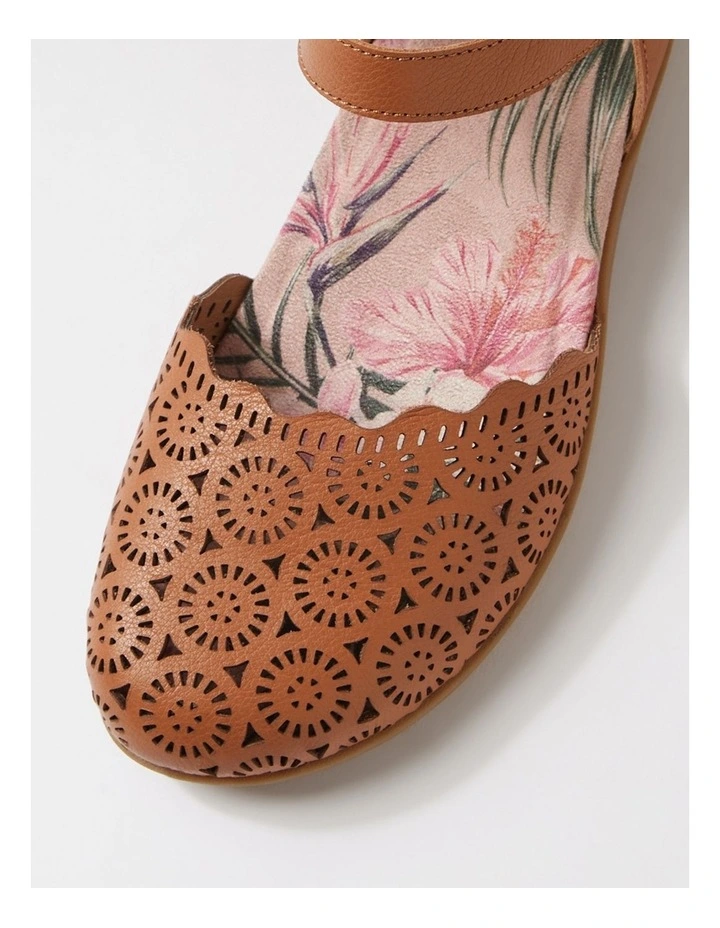 Charlee Tan Leather Flat Shoes image 4