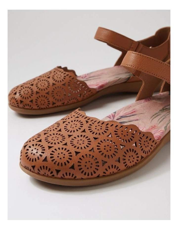 Charlee Tan Leather Flat Shoes image 5