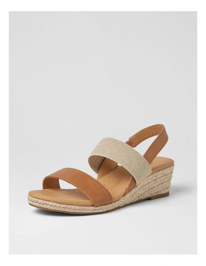Hola Tan Natural Leather Elastic Heeled Sandals image 2
