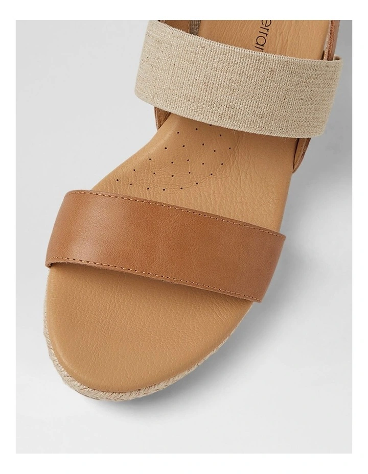 Hola Tan Natural Leather Elastic Heeled Sandals image 4