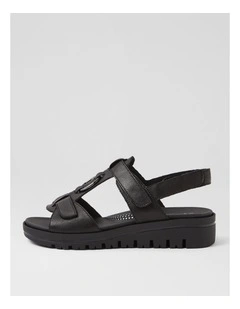 Athleen Black Leather Sandals
