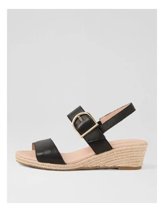 Hucy Black Leather Sandals