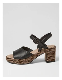 Busey Black Tan Leather Woven Sandals