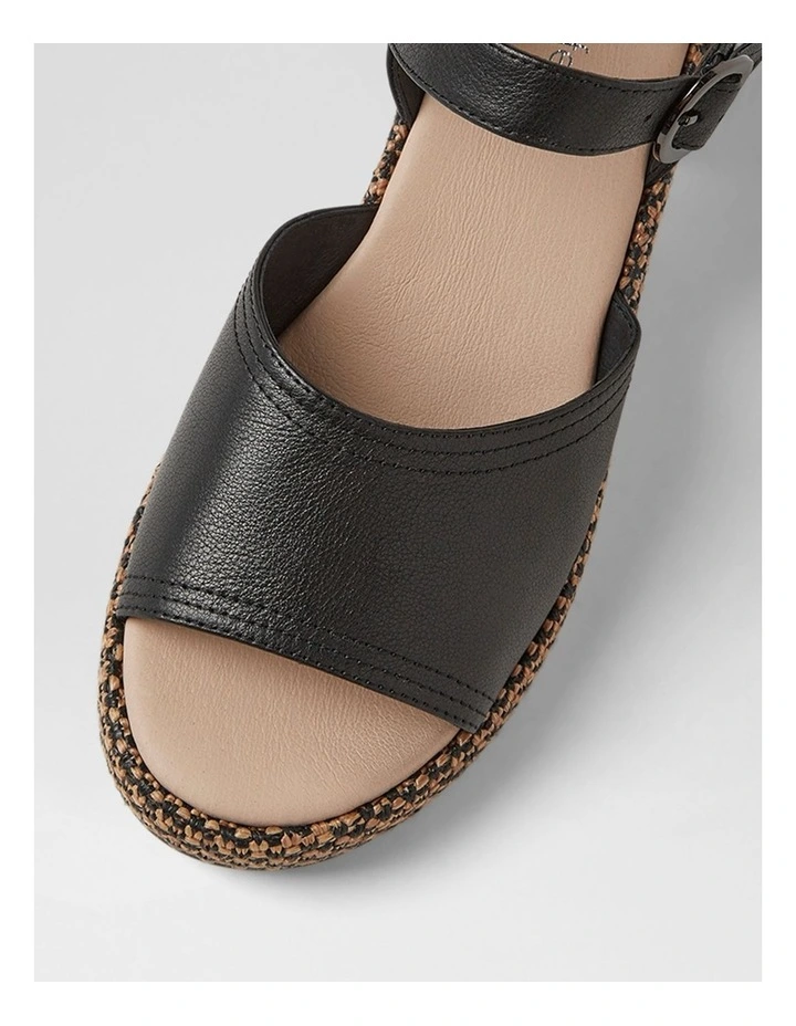 Busey Black Tan Leather Woven Sandals image 4