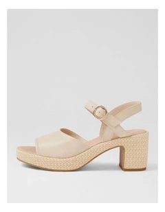 Busey Cream White Natural Leather Woven Sandals