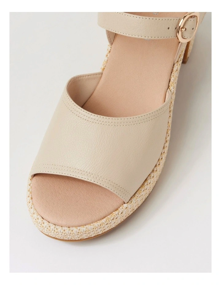 Busey Cream White Natural Leather Woven Sandals image 4