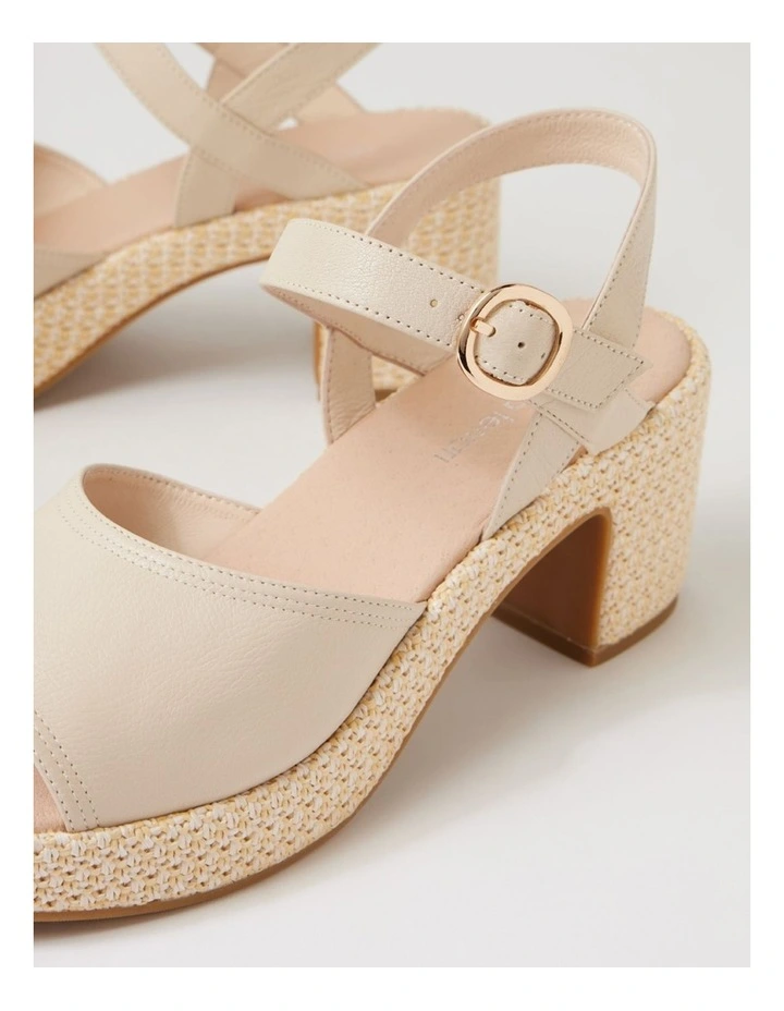 Busey Cream White Natural Leather Woven Sandals image 5