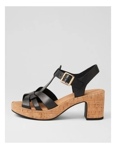 Billas Black Cork Leather Sandals