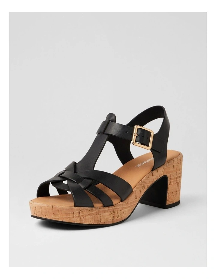Billas Black Cork Leather Sandals image 2
