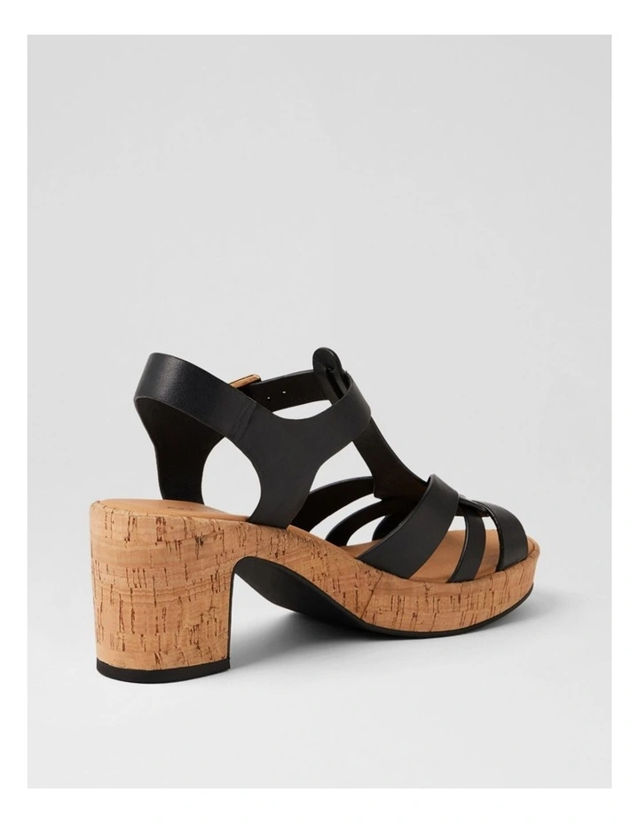 Billas Black Cork Leather Sandals image 3
