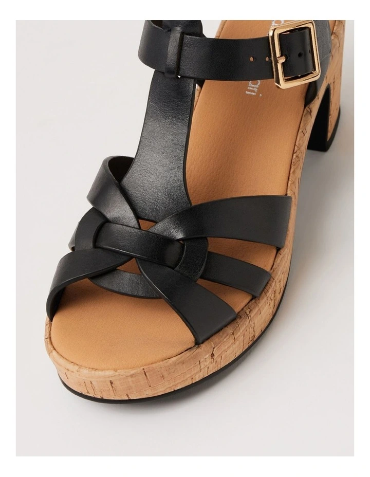 Billas Black Cork Leather Sandals image 4
