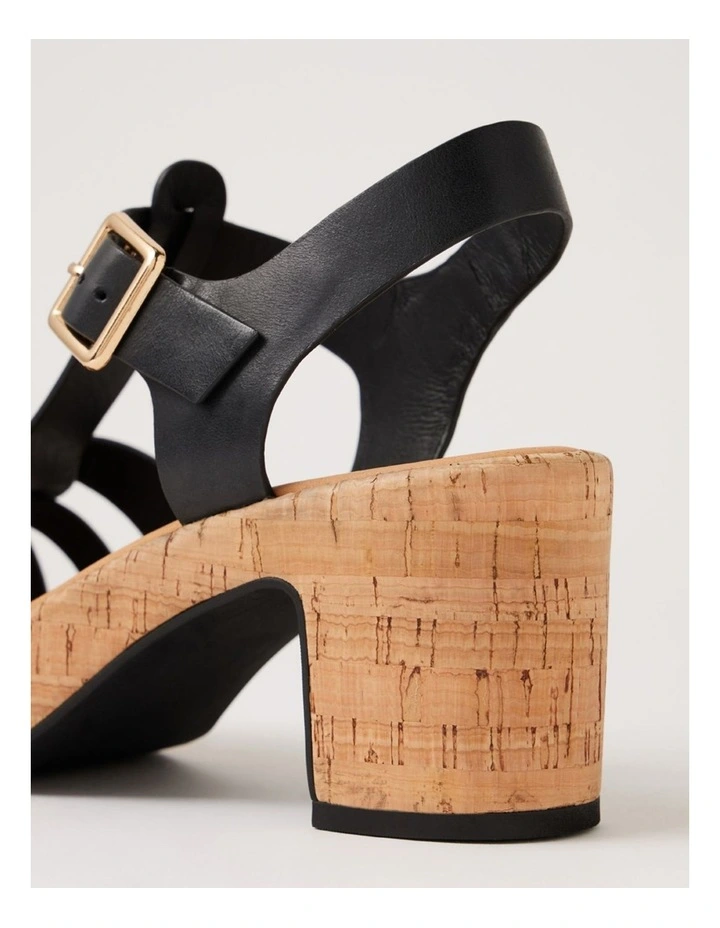 Billas Black Cork Leather Sandals image 5