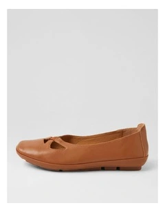 Vickiy Dark Tan Leather Flat Shoes