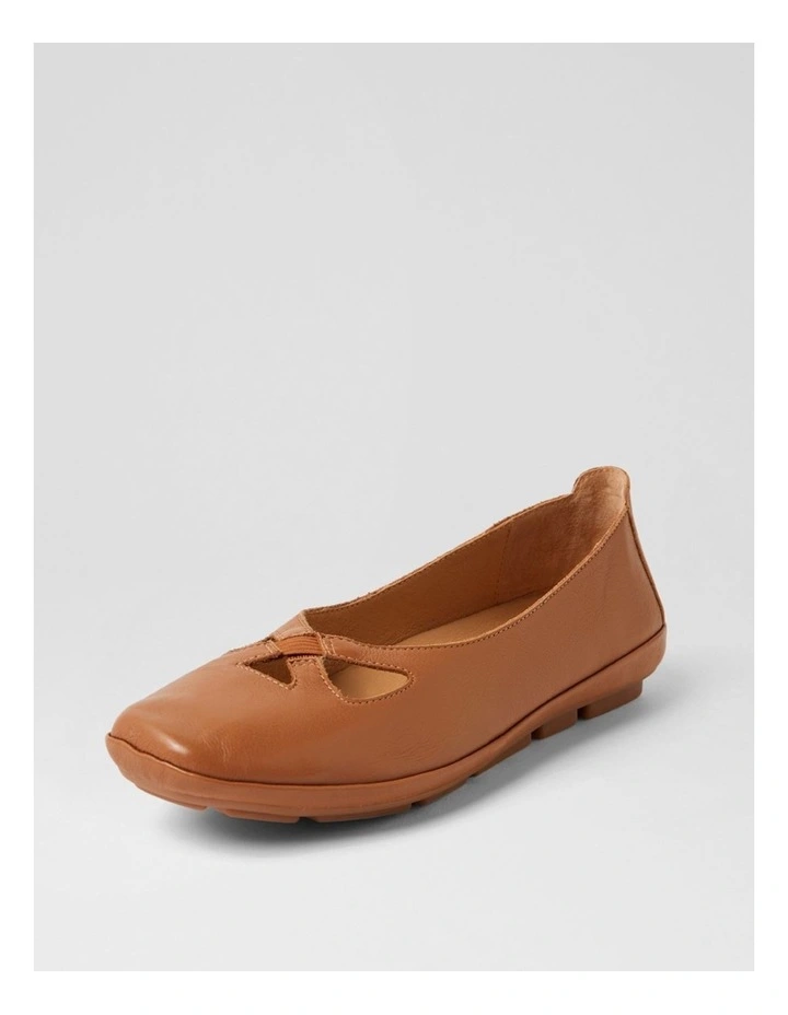 Vickiy Dark Tan Leather Flat Shoes image 2