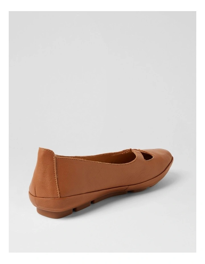 Vickiy Dark Tan Leather Flat Shoes image 3