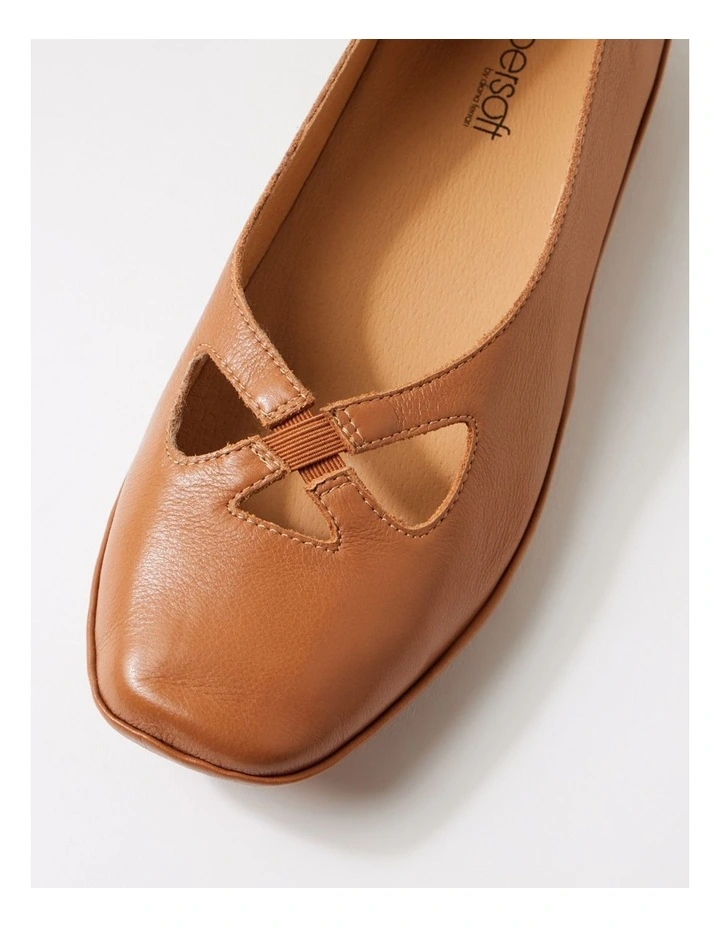 Vickiy Dark Tan Leather Flat Shoes image 4