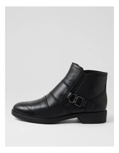Carlotto Black Leather Ankle Boots