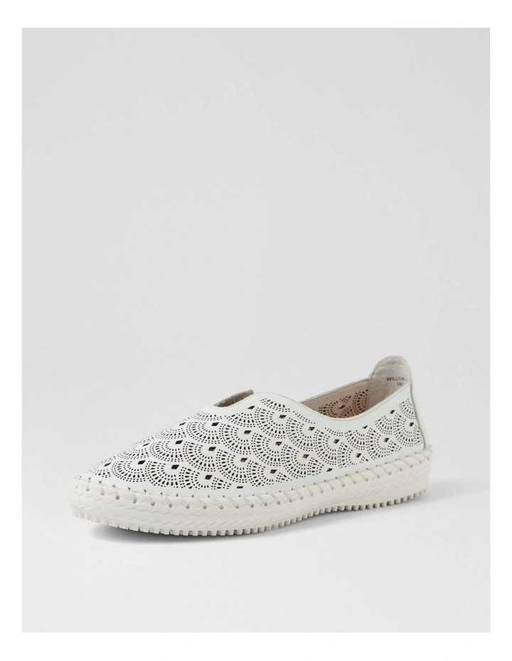 Willow White Leather Flat Shoes image 2