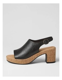 Balma Black Cork Heel Leather Sandals
