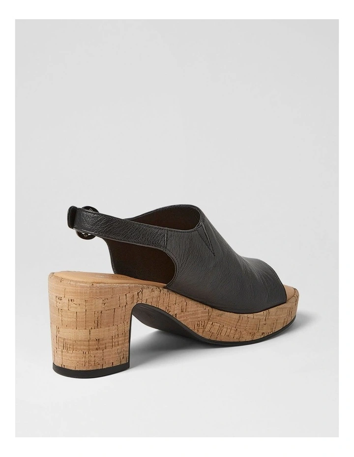 Balma Black Cork Heel Leather Sandals image 3