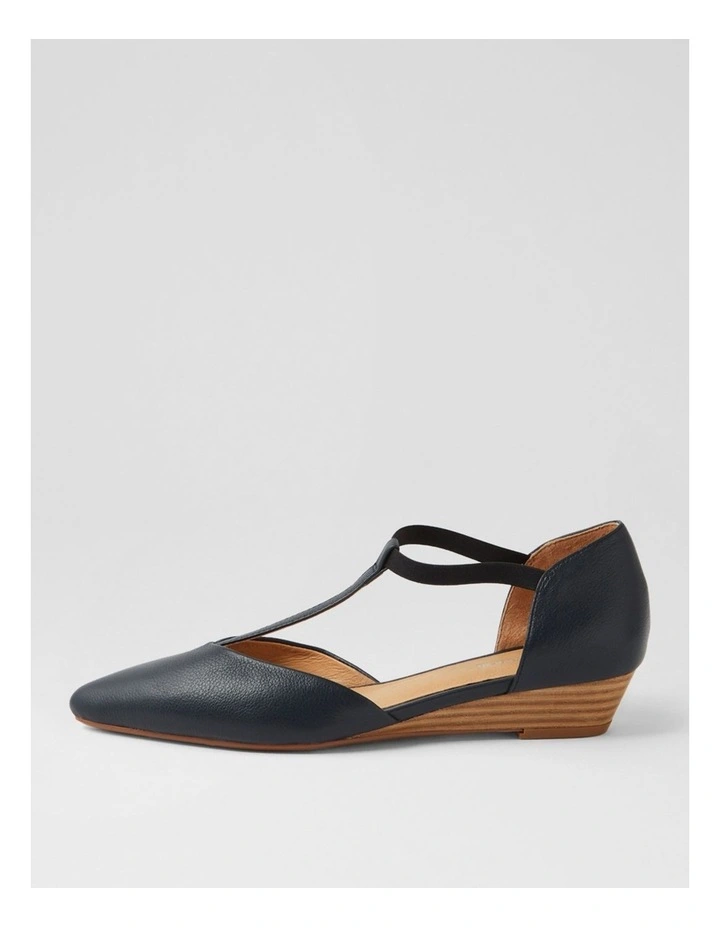 Pepps Navy Natural Heel Leather Heels image 1