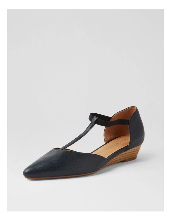 Pepps Navy Natural Heel Leather Heels image 2