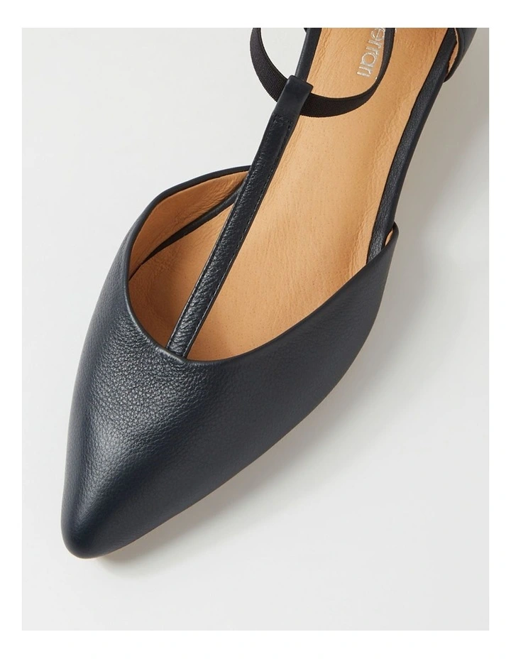 Pepps Navy Natural Heel Leather Heels image 4