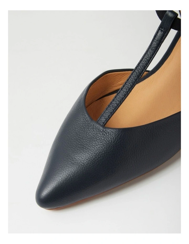 Pepps Navy Natural Heel Leather Heels image 5