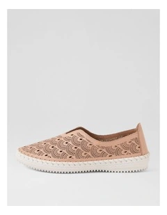 Willow Dark Nude Leather Flat Shoes
