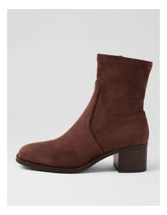 Adirna Choc Brown Stretch Microsuede Ankle Boots