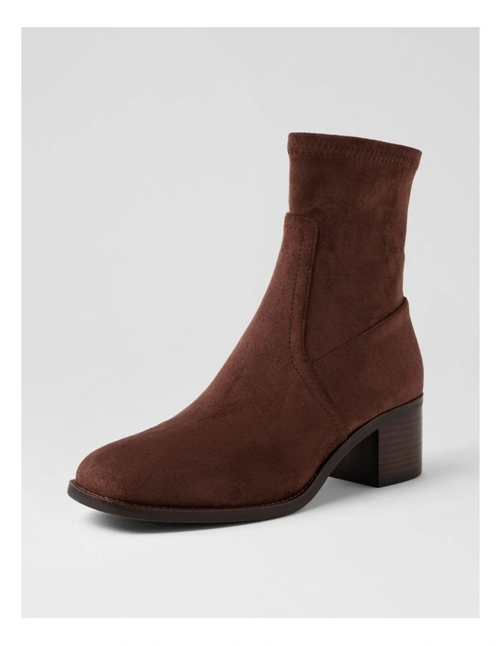 Adirna Choc Brown Stretch Microsuede Ankle Boots image 2