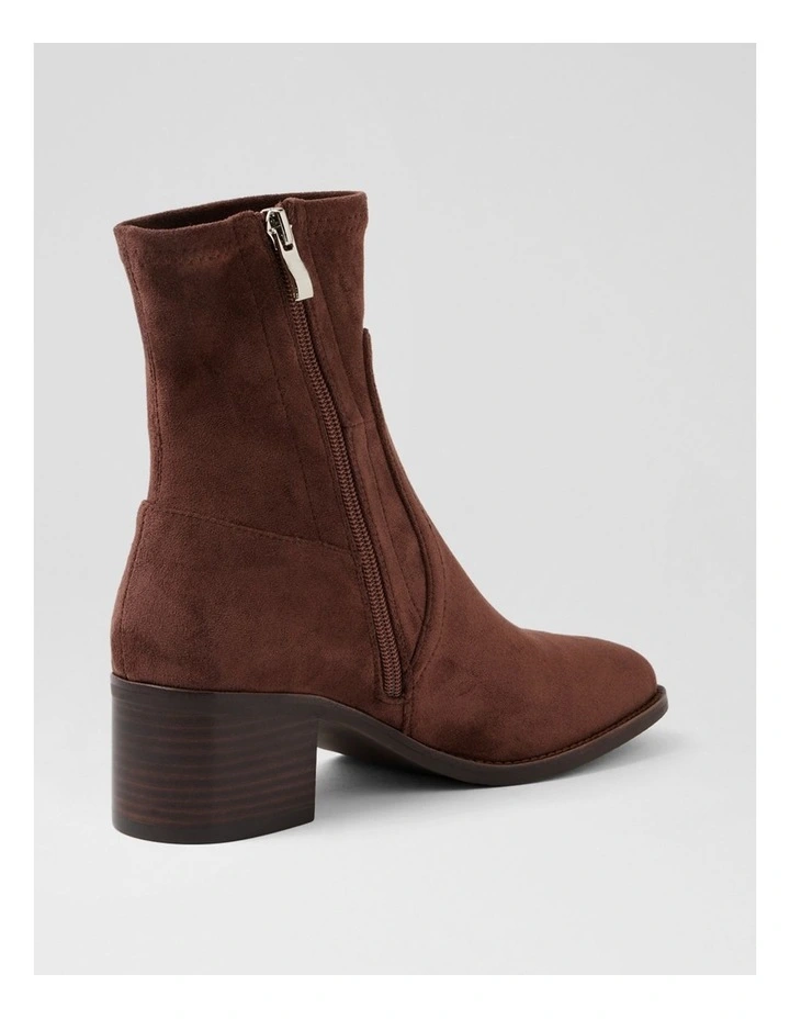 Adirna Choc Brown Stretch Microsuede Ankle Boots image 3