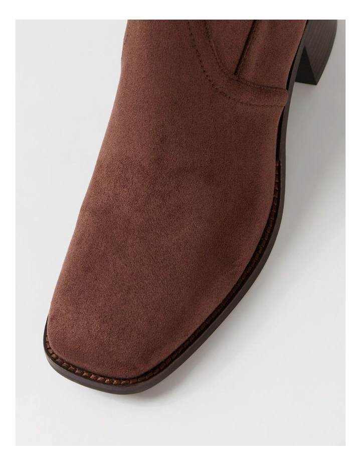 Adirna Choc Brown Stretch Microsuede Ankle Boots image 4
